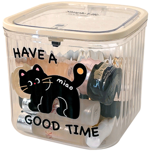 次抛精华收纳盒桌面化妆品小样透明高级感带盖防尘大容量整理盒