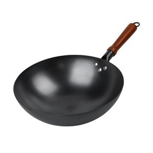 章丘老式纯铁锅不粘锅家用炒锅无涂层炒菜锅手打无油烟燃气灶适用