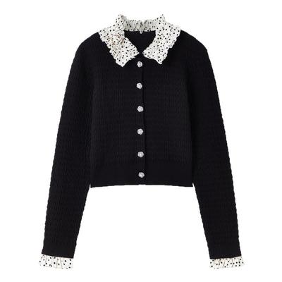 MISSCOCOON可可尼黑色短外套上衣女2025秋季新款设计感针织开衫