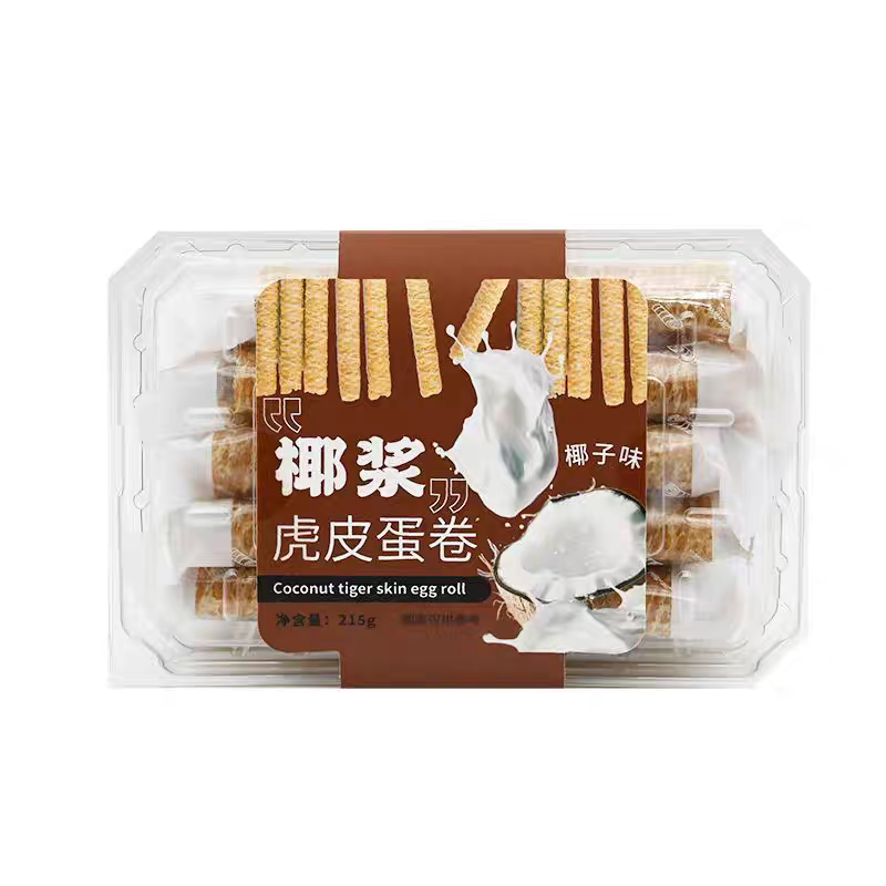 椰浆虎皮蛋卷椰子味蟹黄肉松味蛋酥卷椰奶蛋卷饼干休闲小吃零食