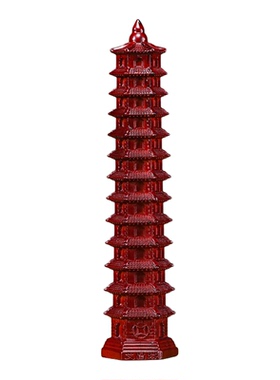 红色花梨木雕13层文昌塔摆件实木质十三层文昌塔家居办公室工艺品