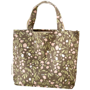 海盐琵琶 夏季小清新棉布拉链手拎包女学生A4书横款通勤收纳包包