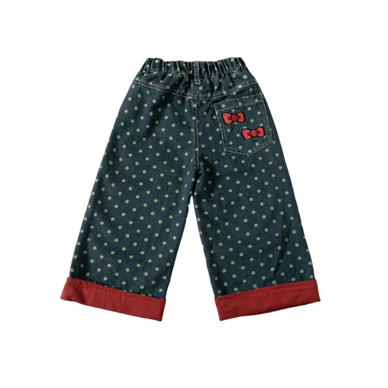 女童韩系时髦牛仔阔腿裤春秋新品