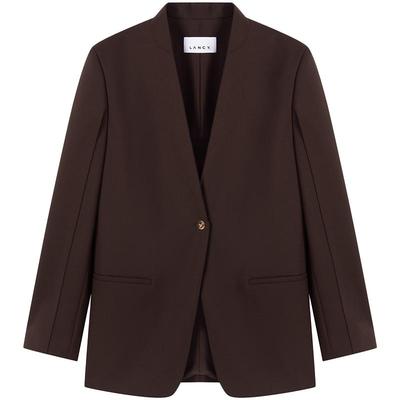 【秀场同款丨宋佳同款】LANCY/朗姿25秋新款羊毛无领气质西装外套