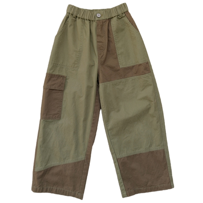 超软洗水拼色工装裤儿童长裤