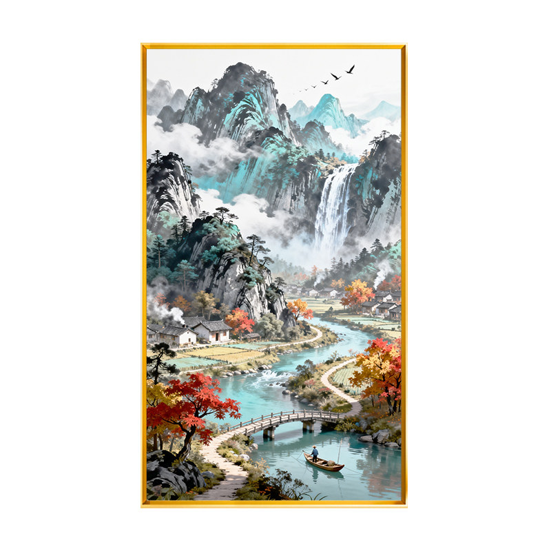 水墨风小桥流水人家客厅玄关十字绣2026新款山水全绣满绣手工绣