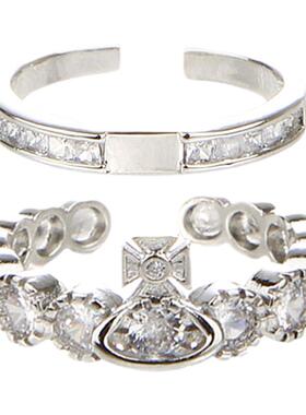 可拆分双层叠戴土星星球戒指