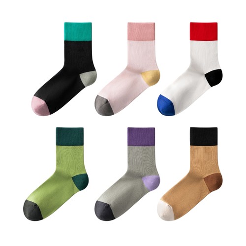 7A抗菌|蕉内银皮501Color女中筒袜运动袜子吸汗防臭撞色秋冬棉袜