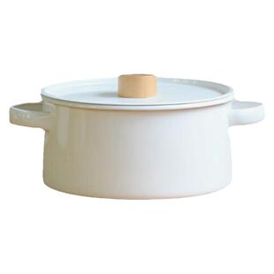 日式搪瓷优选｜日本制小泉诚设计 kaico日式搪瓷珐琅双耳带盖汤锅