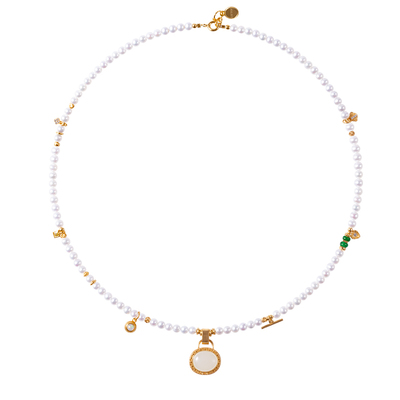 天然AK珍珠项链女款和田玉翡翠