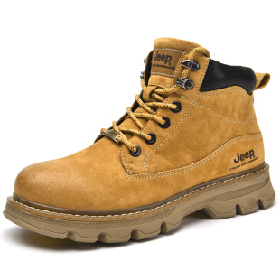 Jeep/吉普防水高帮大黄靴男25夏户外登山鞋防滑耐磨工装马丁靴女
