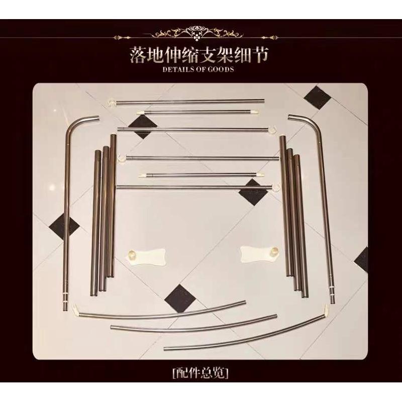 单钓鱼杆架子伸缩蚊帐支架不锈钢U型三开门配件家用1.5m1.8m米床