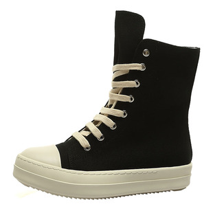 欧洲站秋冬高腰鞋厚底黑色欧货情侣鞋潮鞋短靴ro高帮鞋男帆布鞋女
