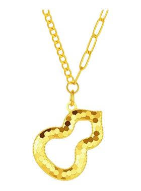 鱼鳞葫芦镂空项链女纯银镀黄金色福禄蜂巢亮片锁骨链AB链高级礼物