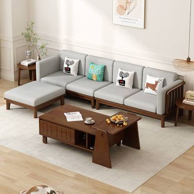 北欧日式实木布艺沙发小户型客厅木头日木质风组合原木系沙发沙发