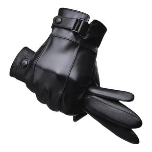 HLA/海澜之家PU手套男士秋冬户外骑行保暖防风防寒可触屏单层内里