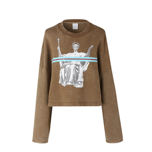 VVNK JANE PLUS春季新品帅气截短圆领直身直袖卫衣女J315055305A