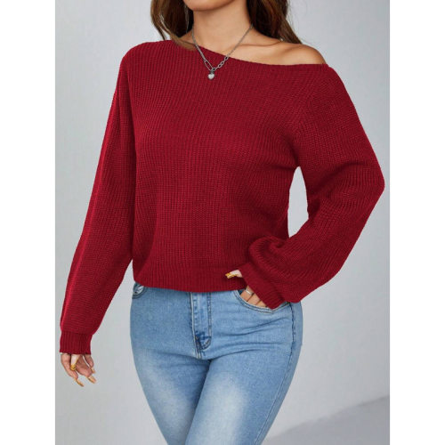T 26819 Off shoulder loose knit sweater 露肩宽松套头毛衣