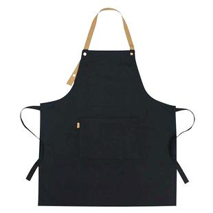 厨房专用帆布防水围裙定制印字女上班餐饮背带质量好的男士工作服