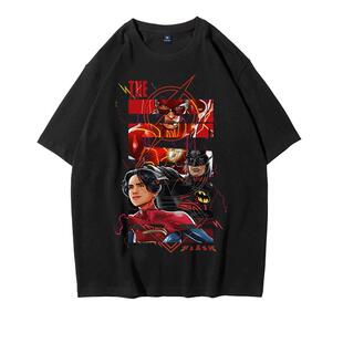 闪电侠电影t恤超级英雄正义联盟周边衣服美剧宽松纯棉大码短袖潮