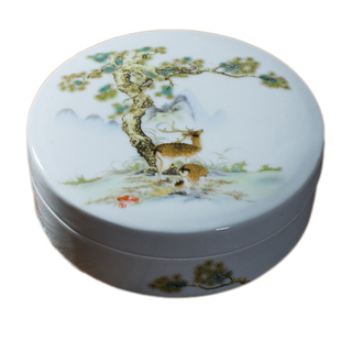 陶瓷砚台带盖保湿中国风墨池文房墨盘墨碟墨海多功能火锅砚双圈