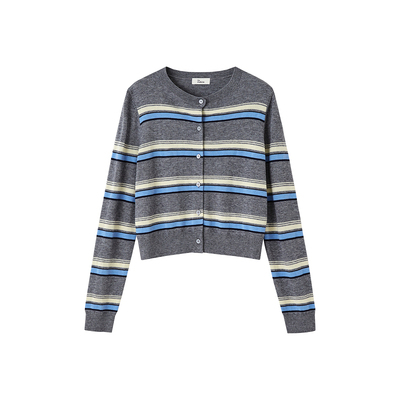 标记25春新款撞色经典条纹开衫