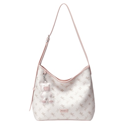 NU纽芝兰水桶包2026新款飞马老花腋下包上班通勤HOBO包单肩斜挎包