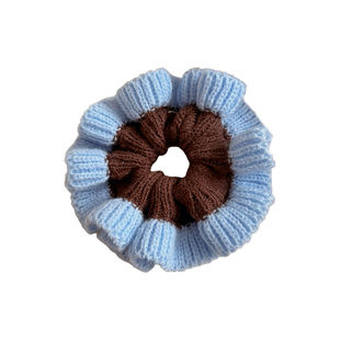 韩系拼色针织大肠发圈女高级感低马尾皮筋发绳慵懒风头绳秋冬发饰