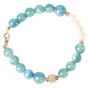 天然海蓝宝手链女补水系列水晶手串稳定情绪珍珠轻奢高级感手串