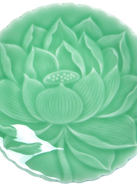 好看的家用盘子中式莲花陶瓷碟子