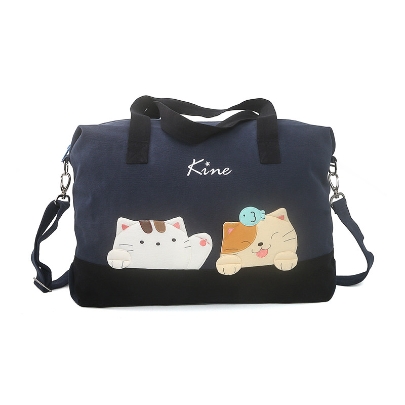 Kine猫棉布休闲出行女斜挎旅行包