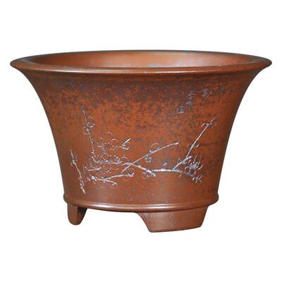 紫砂古典柴烧仿古紫砂花盆