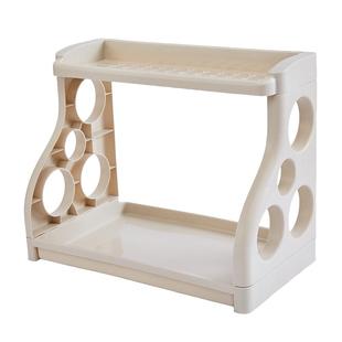 集美 双层厨房置物架调味料收纳架落地塑料刀架调料架调味品架子