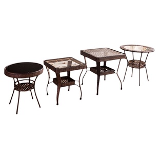 阳台小茶几藤椅茶几桌子户外单人圆桌庭院现代简约茶桌休闲茶台