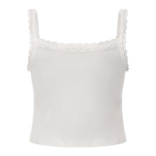 cheap art label 白色柔软针织蕾丝内搭背心短款吊带女26春季新款
