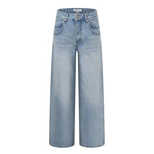 RAIVE2026春季新品女磨白设计全棉蓝色黑色宽松易搭长裤牛仔裤