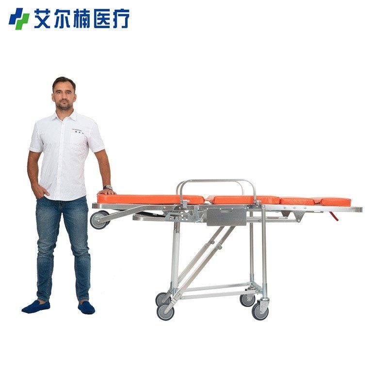 椅式救护车担架 120急救车担架 急救床推车 铝合金可折叠椅式担架