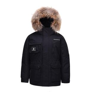 企鹅IP男装中长款羽绒服男冬季2026情侣毛领连帽加厚工装外套