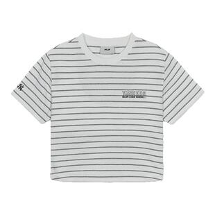 MLB官方 女款学院风休闲条纹短款T恤舒适百搭短袖夏季新款TSV03