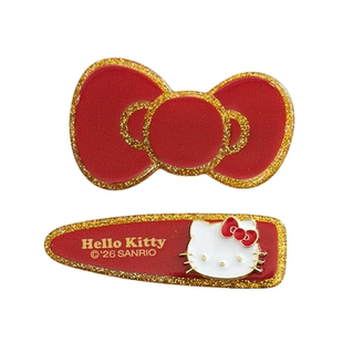正版Hello Kitty红色鸭嘴夹高级感金箔发夹时尚甜美少女刘海发饰