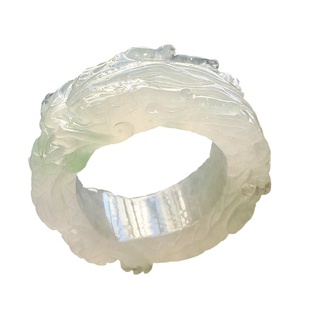 翡翠冰种精雕龙扳指男款19.8mm缅甸A货老坑高档玉指环戒指翠玉环