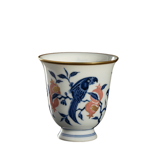 青花闻香杯景德镇古风手绘陶瓷茶盏复古小清新茶杯主人杯