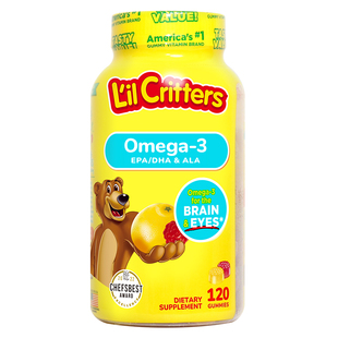 丽贵lilcritters小熊软糖dha鱼油VC维生素c儿童鱼油DHA补脑藻油