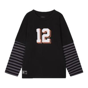 nbakids童装秋冬男女童假两件拼接T恤长袖儿童上衣舒适K243TS140P