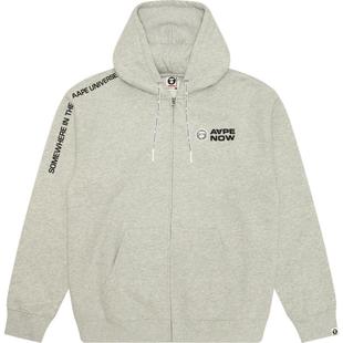 Aape旗舰男装秋冬猿人徽章字母印花厚绒连帽卫衣外套B327XAN