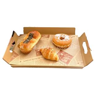 长方形塑料面包托盘咖啡厅蛋糕店烘焙托盘餐盘端菜水杯防滑带提手
