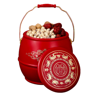 结婚子孙桶女方陪嫁用品大全娘家嫁妆马桶红色喜桶三件套婚庆摆件
