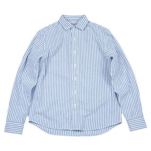 小溪2025秋冬长袖衬衫男日系复古蓝白条纹衬衣复古宽松衬衣外套潮