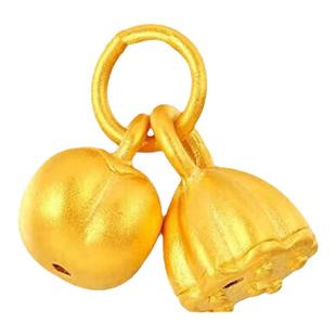 金佛爷18K金古法老金莲蓬两世欢吊坠手工diy手链串珠滴溜挂坠配件