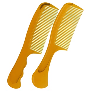 牛筋梳子20cm月牙梳牛津折不断齿宽齿黄色大号梳子男女士用随身